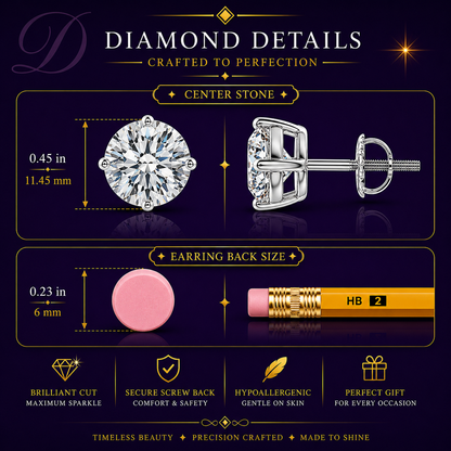 6.00 CTW 14K Lab-Grown Basket-Set Solitaire Diamond Stud Earrings