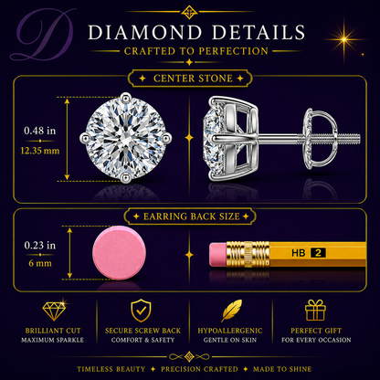 8.00 CTW 14K Lab-Grown Basket-Set Solitaire Diamond Stud Earrings