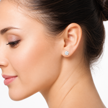 6.00 CTW 14K Lab-Grown Basket-Set Solitaire Diamond Stud Earrings