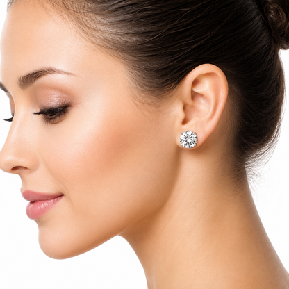 12.00 CTW 14K Lab-Grown Basket-Set Solitaire Diamond Stud Earrings