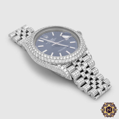 ICED OUT ROLEX
DATEJUST 41MM
STAINLESS STEEL BLUE
DIAL WATCH