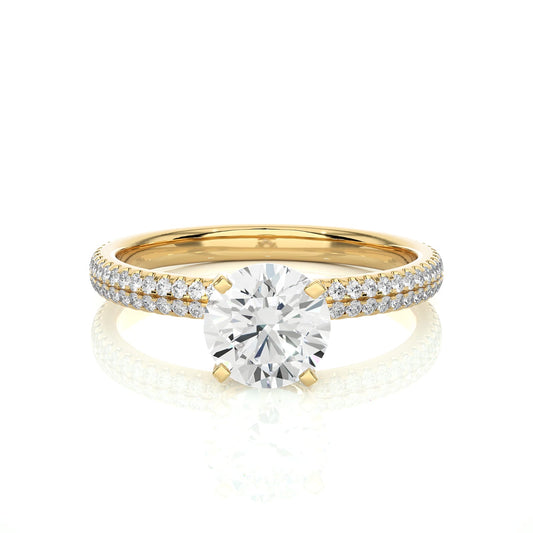 Yellow Gold Pavé Solitaire Ring