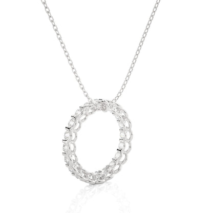 14K White Gold Diamond Circle Pendant