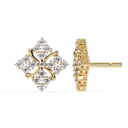 Florence Bloom – Cluster Diamond Stud Earrings in 14K Gold