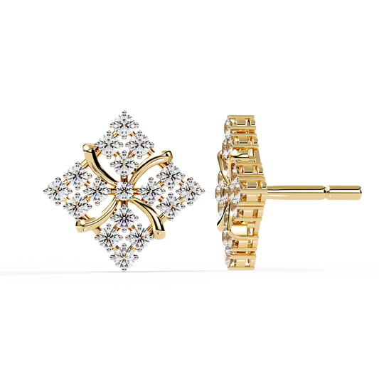 Florence Bloom – Cluster Diamond Stud Earrings in 14K Gold