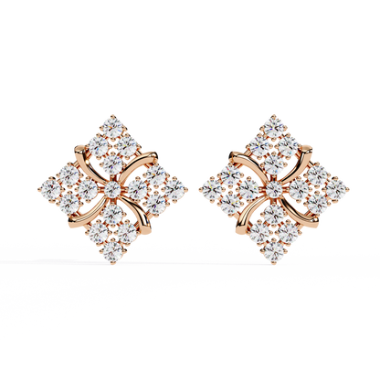 Florence Bloom – Cluster Diamond Stud Earrings in 14K Gold