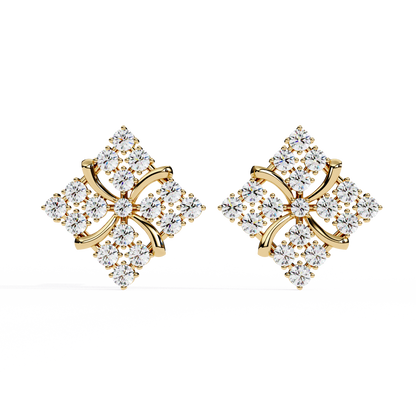 Florence Bloom – Cluster Diamond Stud Earrings in 14K Gold