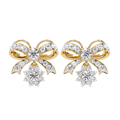 Belle Bow – Lab Diamond Ribbon Motif Earrings in 14K Gold