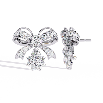 Belle Bow – Lab Diamond Ribbon Motif Earrings in 14K Gold