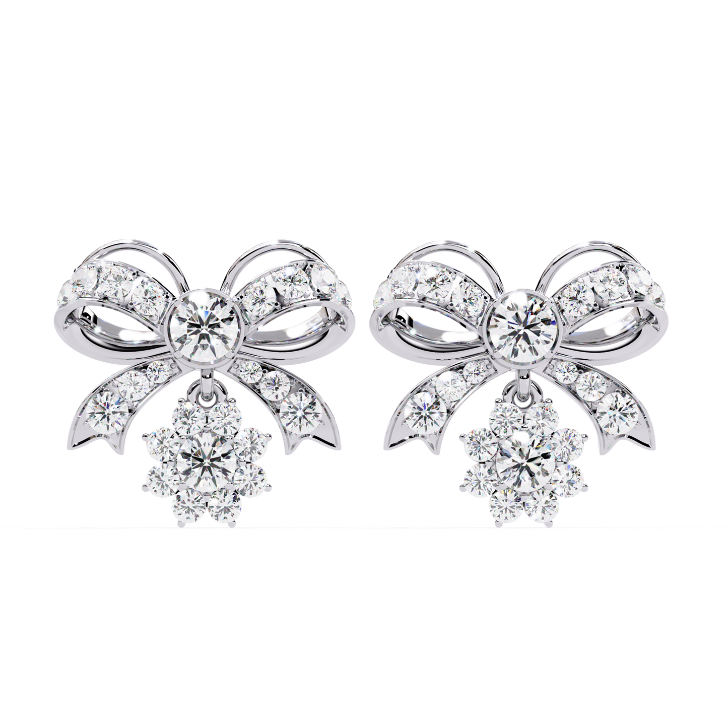Belle Bow – Lab Diamond Ribbon Motif Earrings in 14K Gold