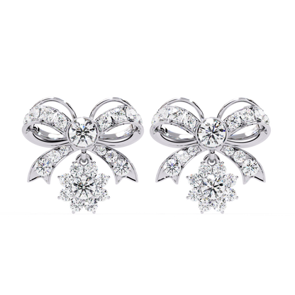 Belle Bow – Lab Diamond Ribbon Motif Earrings in 14K Gold