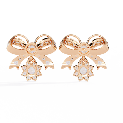 Belle Bow – Lab Diamond Ribbon Motif Earrings in 14K Gold
