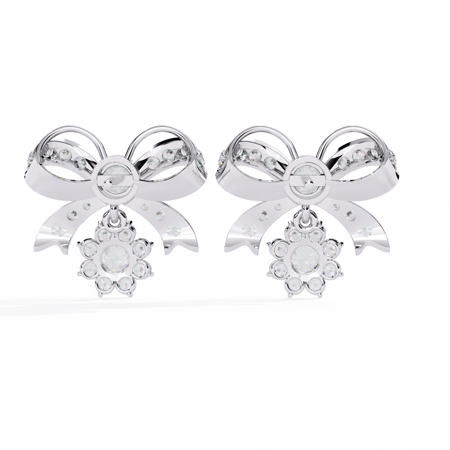 Belle Bow – Lab Diamond Ribbon Motif Earrings in 14K Gold