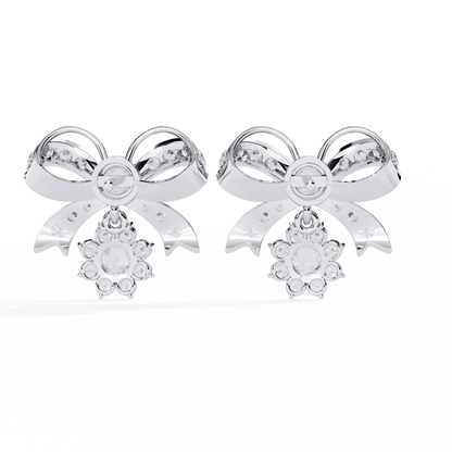 Belle Bow – Lab Diamond Ribbon Motif Earrings in 14K Gold