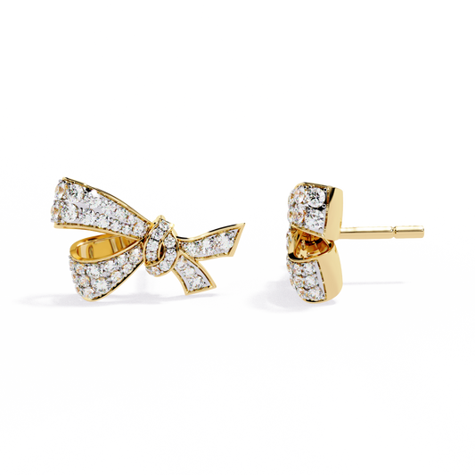 Petite Ribbons – Micro Pavé Lab Diamond Bow Studs in 14K Gold