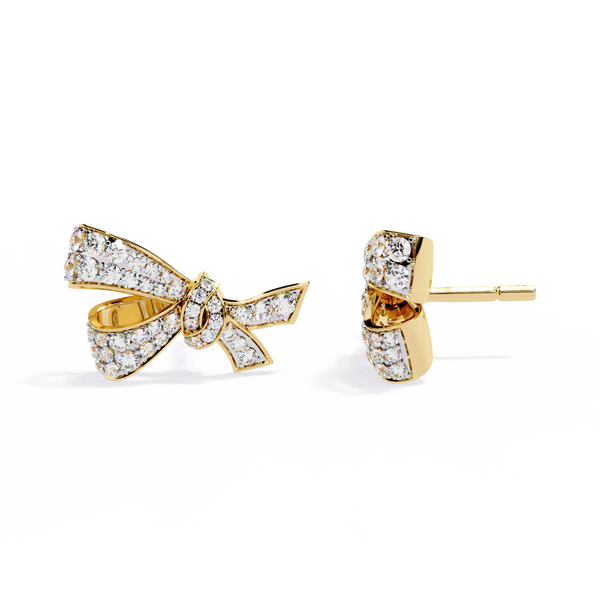 Petite Ribbons – Micro Pavé Diamond Bow Studs in 14K Gold
