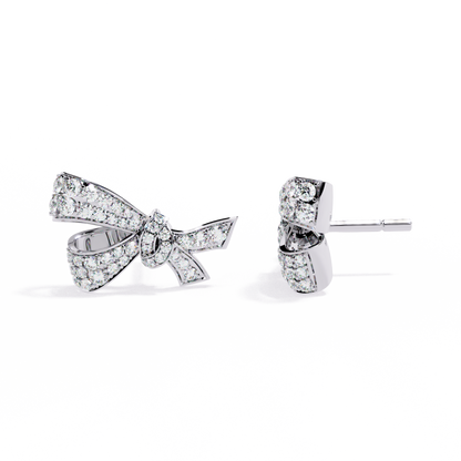 Petite Ribbons – Micro Pavé Lab Diamond Bow Studs in 14K Gold