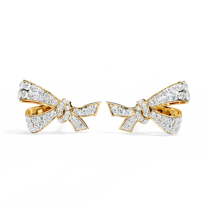 Petite Ribbons – Micro Pavé Lab Diamond Bow Studs in 14K Gold