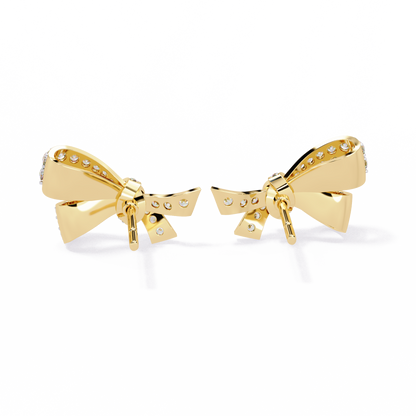 Petite Ribbons – Micro Pavé Lab Diamond Bow Studs in 14K Gold