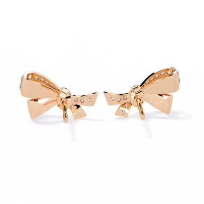 Petite Ribbons – Micro Pavé Lab Diamond Bow Studs in 14K Gold
