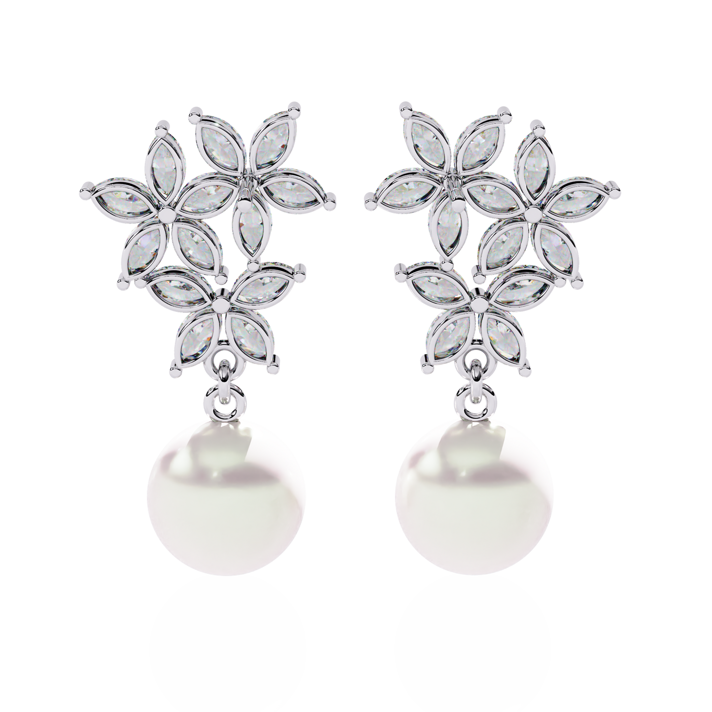 Rosé Fleur – Marquise Lab Diamond & Gemstone Drop Earrings in 14K Gold