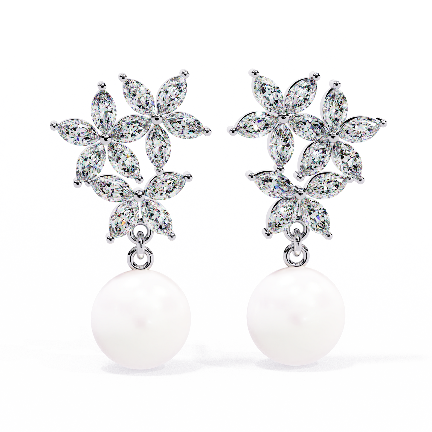 Rosé Fleur – Marquise Lab Diamond & Gemstone Drop Earrings in 14K Gold