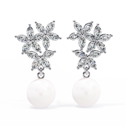 Rosé Fleur – Marquise Lab Diamond & Gemstone Drop Earrings in 14K Gold