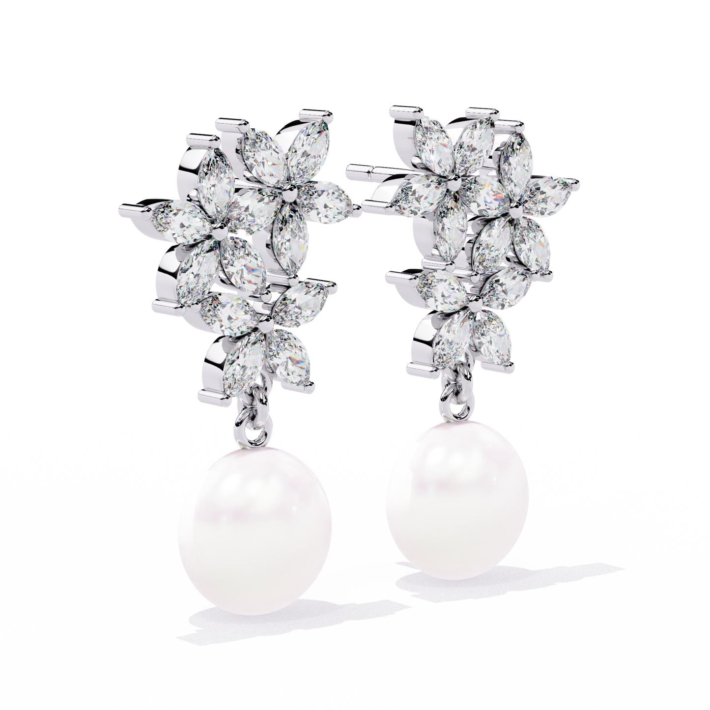 Rosé Fleur – Marquise Lab Diamond & Gemstone Drop Earrings in 14K Gold