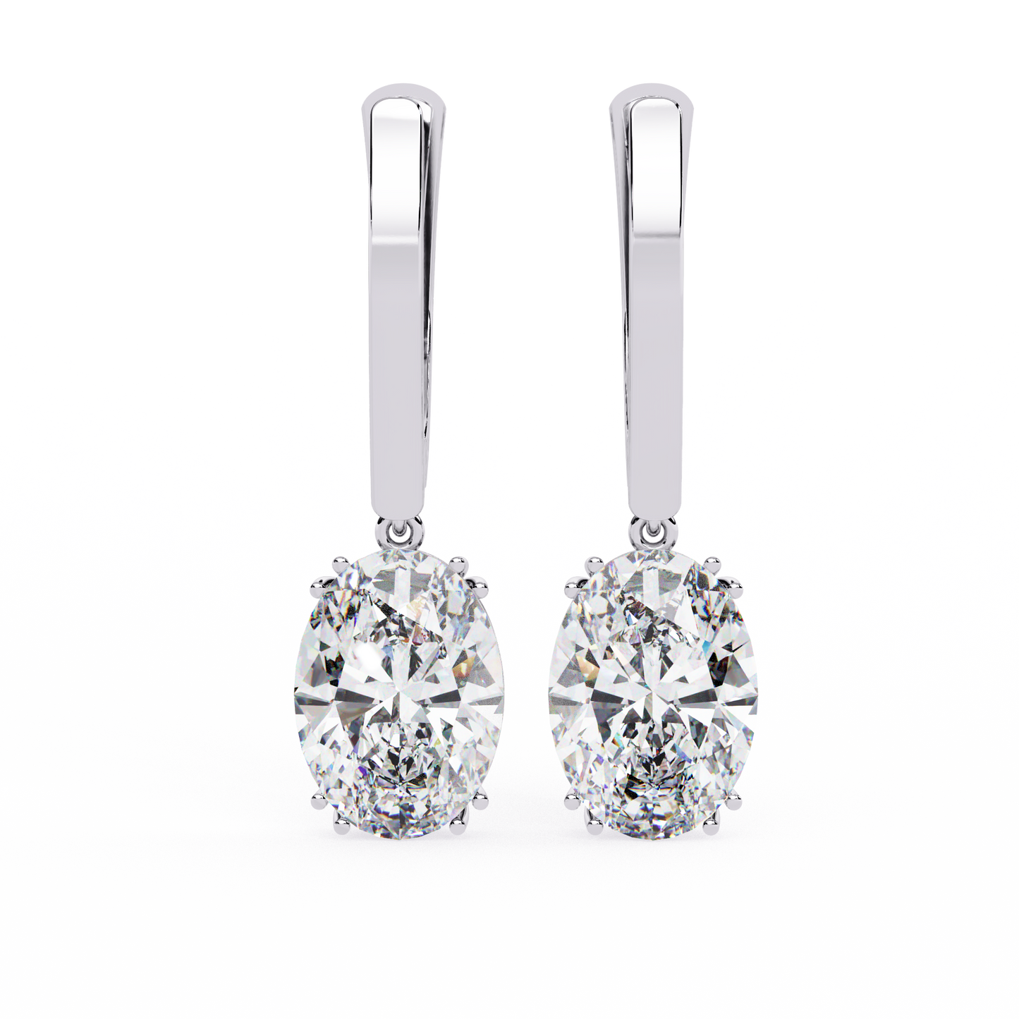 Soleil Drop – Oval Solitaire Lab Diamond Earrings in 14K Gold