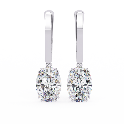 Soleil Drop – Oval Solitaire Lab Diamond Earrings in 14K Gold