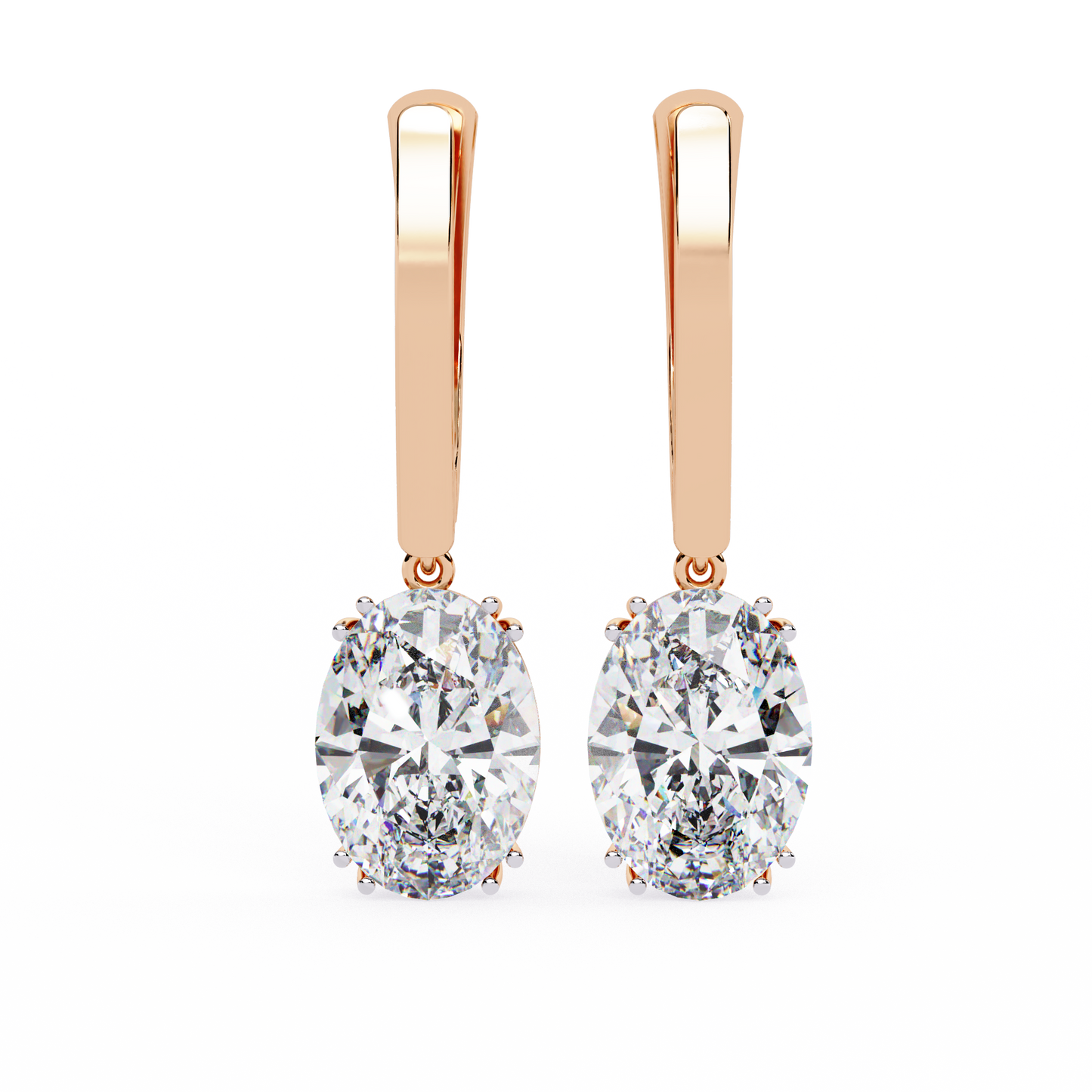 Soleil Drop – Oval Solitaire Lab Diamond Earrings in 14K Gold