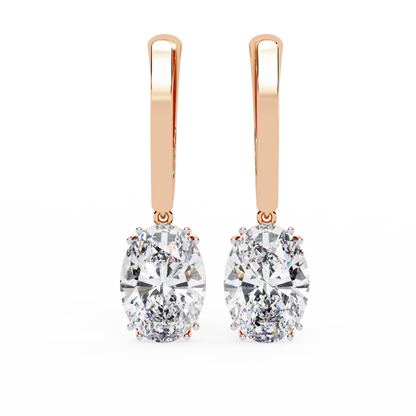 Soleil Drop – Oval Solitaire Lab Diamond Earrings in 14K Gold