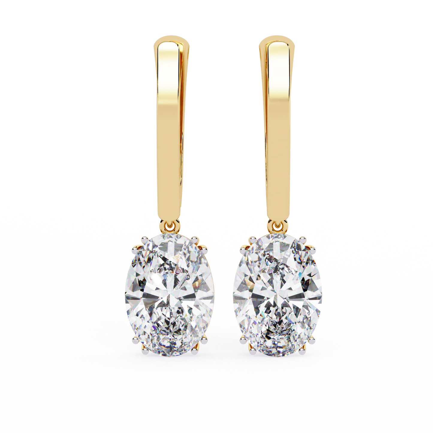 Soleil Drop – Oval Solitaire Lab Diamond Earrings in 14K Gold