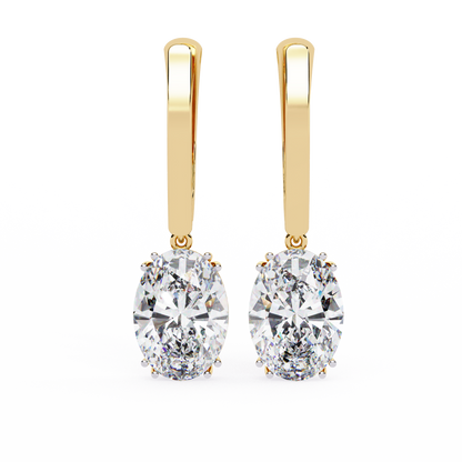 Soleil Drop – Oval Solitaire Lab Diamond Earrings in 14K Gold