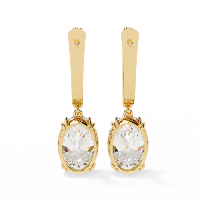 Soleil Drop – Oval Solitaire Lab Diamond Earrings in 14K Gold