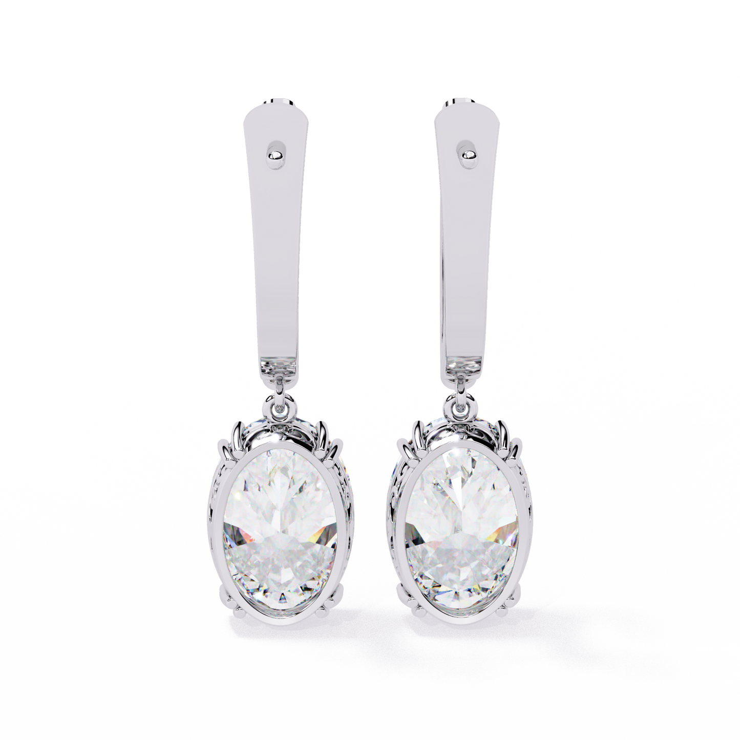 Soleil Drop – Oval Solitaire Lab Diamond Earrings in 14K Gold