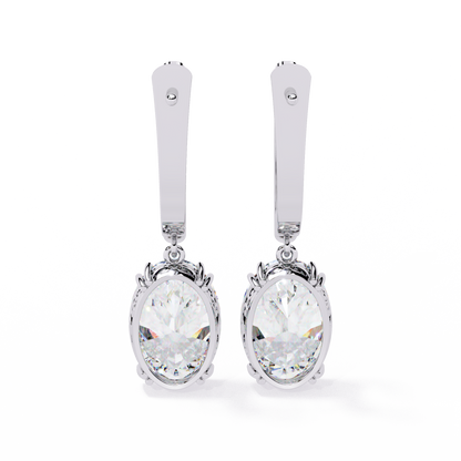 Soleil Drop – Oval Solitaire Lab Diamond Earrings in 14K Gold