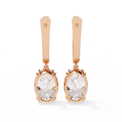Soleil Drop – Oval Solitaire Lab Diamond Earrings in 14K Gold