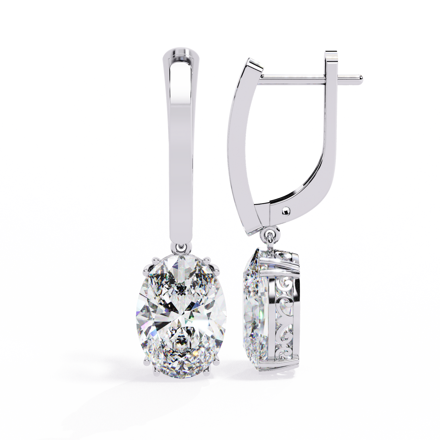 Soleil Drop – Oval Solitaire Lab Diamond Earrings in 14K Gold