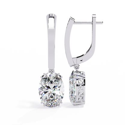 Soleil Drop – Oval Solitaire Lab Diamond Earrings in 14K Gold