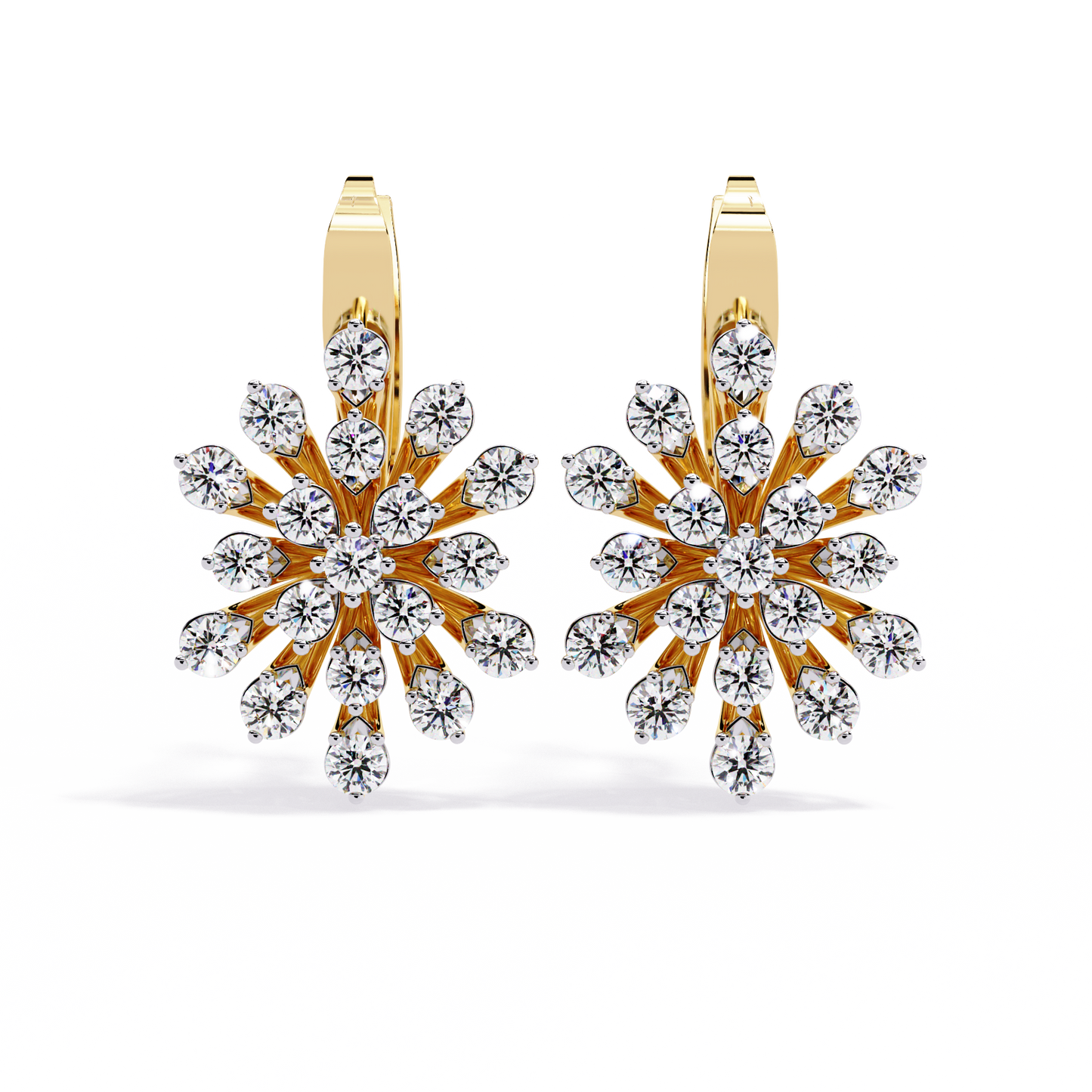 Celeste Bloom – Lab Diamond Burst Drop Earrings in 14K Gold