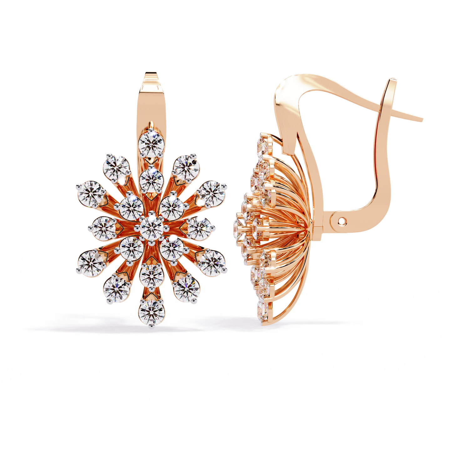 Celeste Bloom – Lab Diamond Burst Drop Earrings in 14K Gold