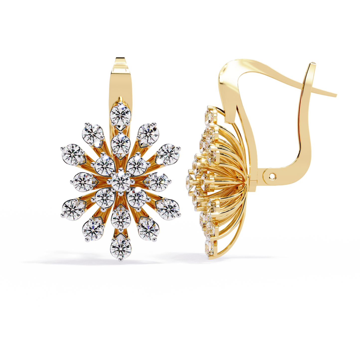 Celeste Bloom – Lab Diamond Burst Drop Earrings in 14K Gold
