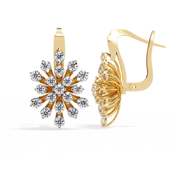 Celeste Bloom – Diamond Burst Drop Earrings in 14K Gold