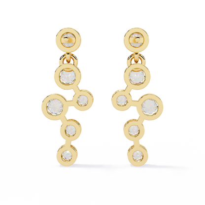 Cascade Dots – Bezel Lab Diamond Linear Earrings in 14K Gold