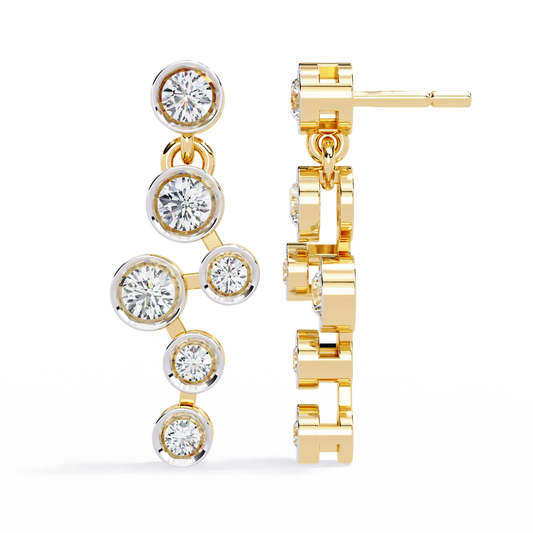 Cascade Dots – Bezel Lab Diamond Linear Earrings in 14K Gold