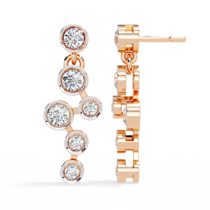 Cascade Dots – Bezel Lab Diamond Linear Earrings in 14K Gold
