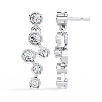 Cascade Dots – Bezel Lab Diamond Linear Earrings in 14K Gold