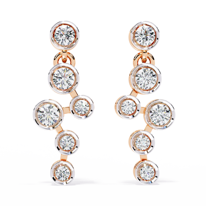 Cascade Dots – Bezel Lab Diamond Linear Earrings in 14K Gold