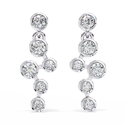 Cascade Dots – Bezel Lab Diamond Linear Earrings in 14K Gold